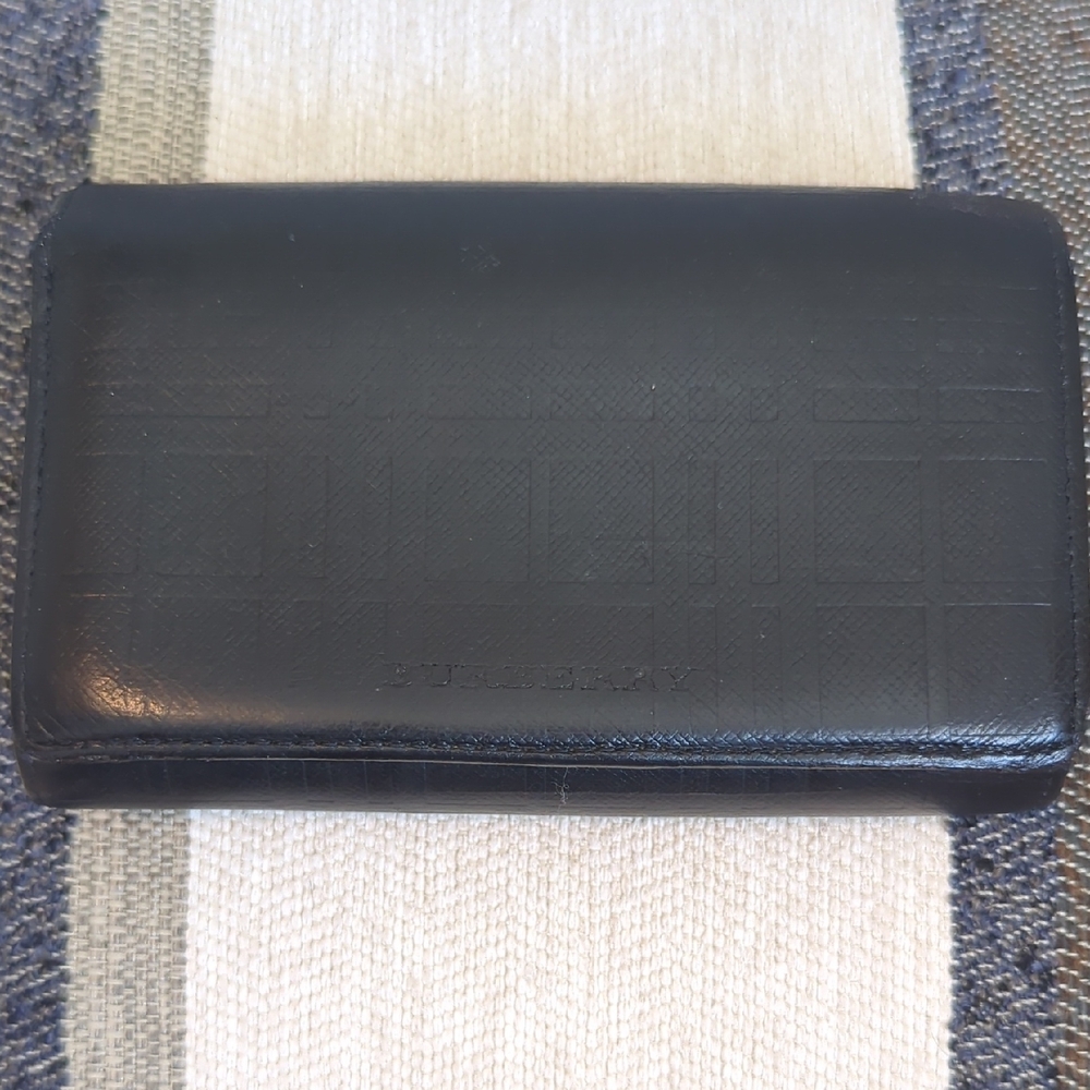 Burberry Black Leather Wallet- 3 Fold